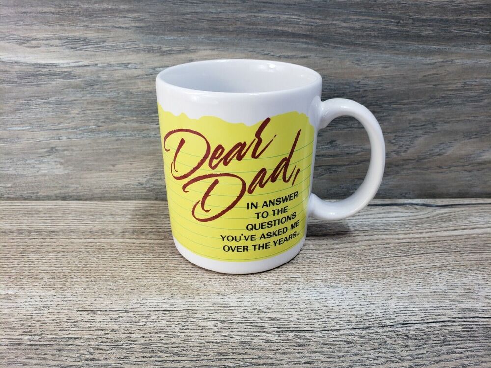 Vintage Hallmark Dear Dad Coffee Mug Yellow Father's Day 1990s 8 Oz